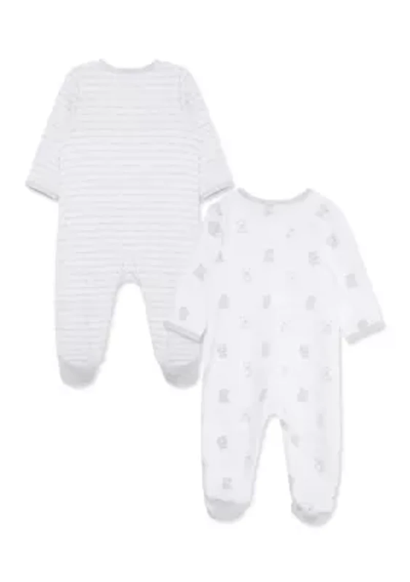 Baby Boys Bears 2 Pack Footies