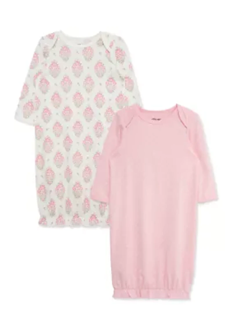 Baby Girls Floral 2 Pack Gowns