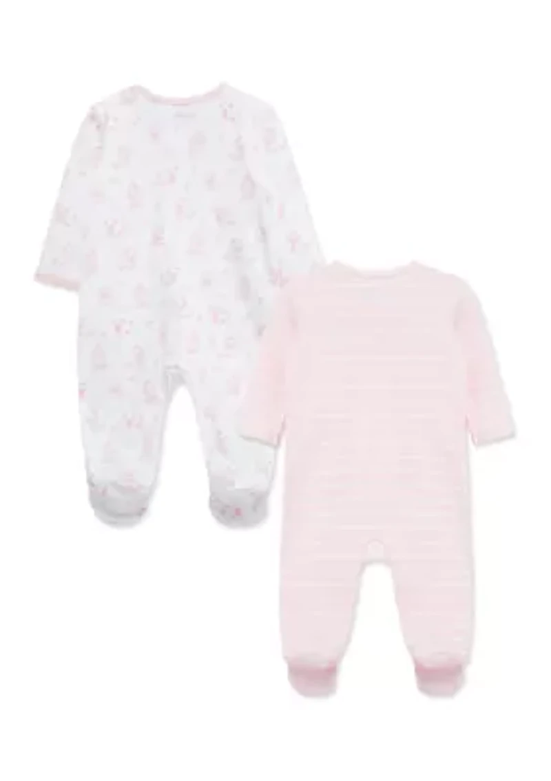 Baby Girls Puppies 2-Pack Footies Set