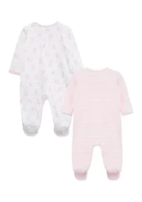 Baby Girls Puppies 2-Pack Footies Set