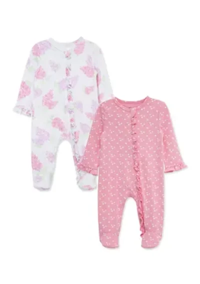 Baby Girls Lovely Lilacs 2-Pack Footies