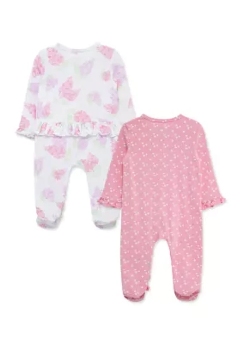 Baby Girls Lovely Lilacs 2-Pack Footies