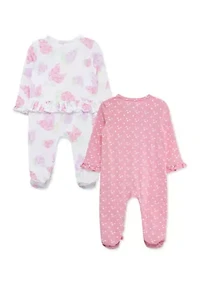 Baby Girls Lovely Lilacs 2-Pack Footies