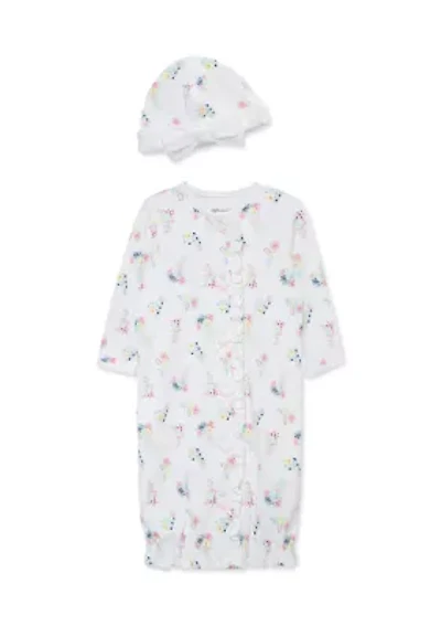 Baby Girls Floral Gown with Hat 