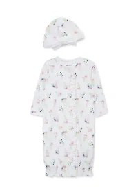 Baby Girls Floral Gown with Hat 