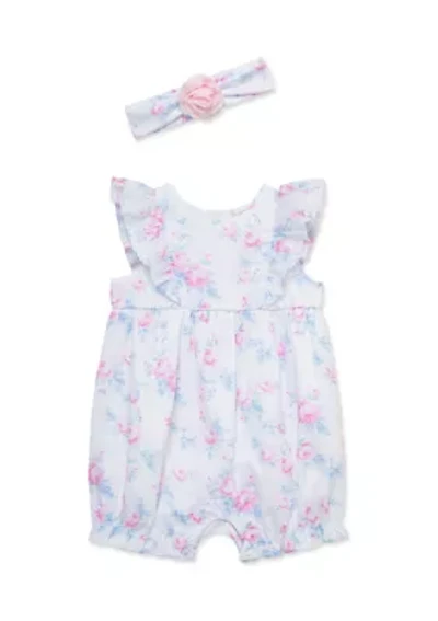 Baby Girls Roses Romper with Headband