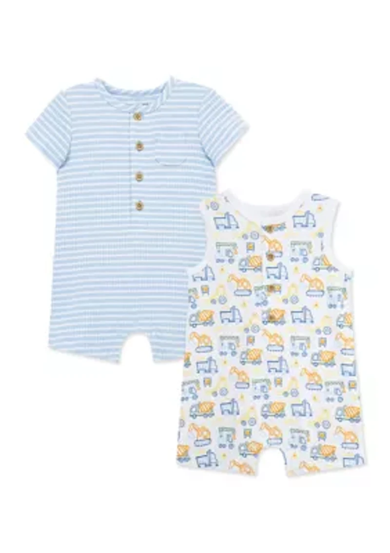 Baby Boys Truck Zone 2-Pack Rompers
