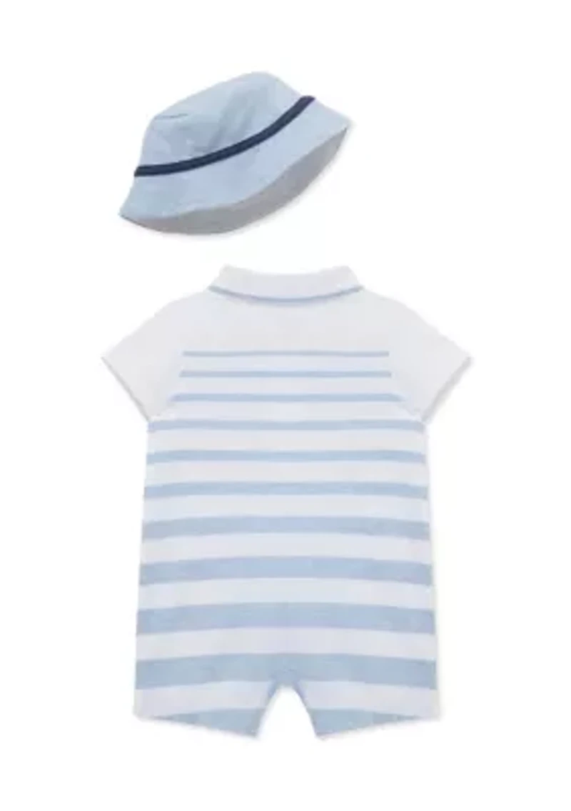 Baby Boys Striped Romper with Hat