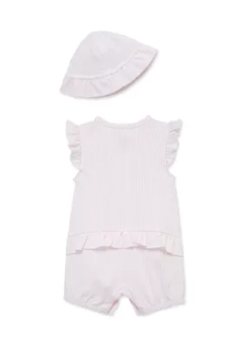 Toddler Girls Picnic Romper with Hat