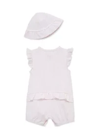 Toddler Girls Picnic Romper with Hat
