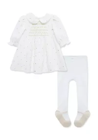Baby Girls Smocked Dots Dress Set