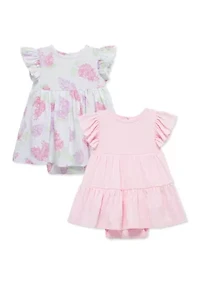 Baby Girls Lovely Lilacs 2-Pack Bodysuit Dresses