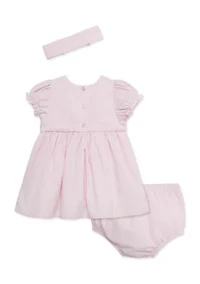Baby Girls Smocked Dress Set with Headband