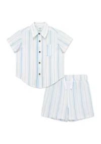 Baby Boys Stripe Woven Shorts Set