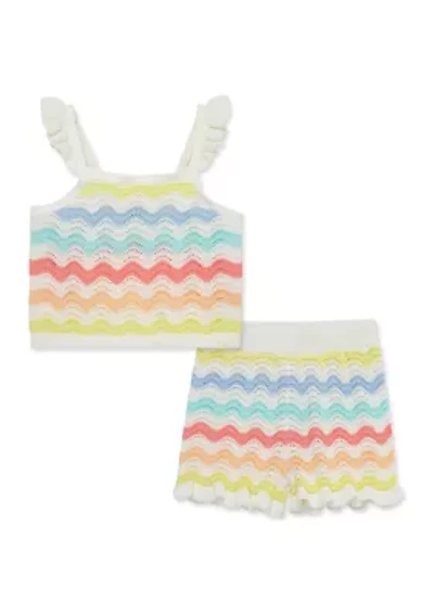 Baby Girls Wavy Pointelle Knit Set