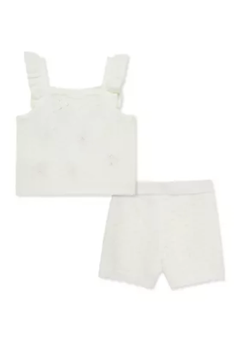 Baby Girls Cherry Pointelle Knit Set