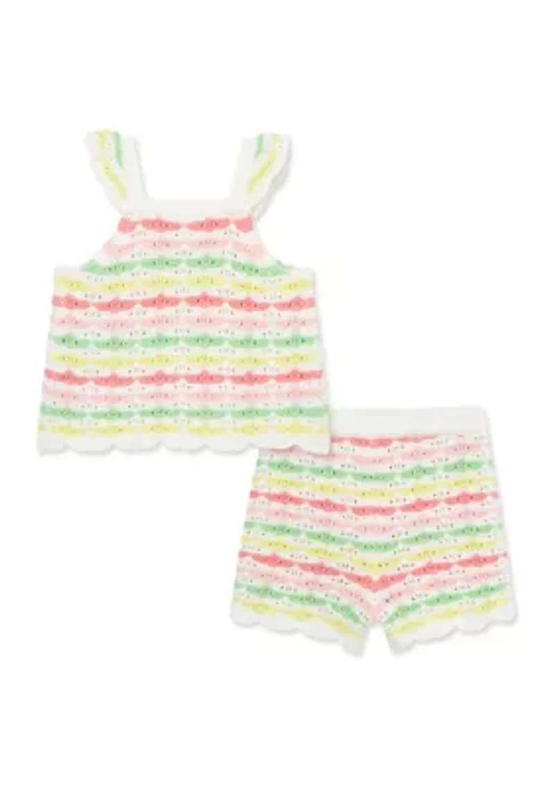 Baby Girls Rainbow Pointelle Knit Set