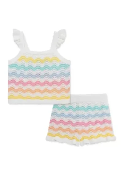 Baby Girls Wavy Pointelle Knit Set
