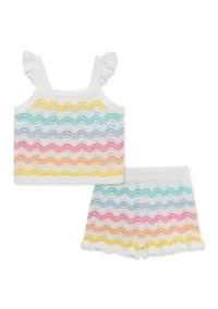 Baby Girls Wavy Pointelle Knit Set