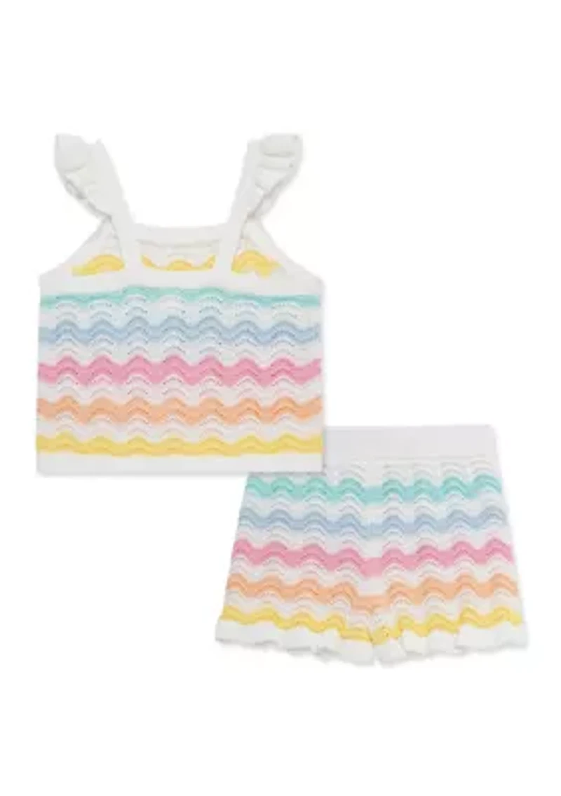 Baby Girls Wavy Pointelle Knit Set