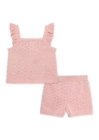 Baby Girls Cherry Pointelle Knit Set