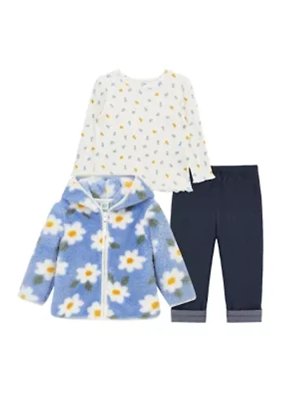 Baby Girls Floral 3 Piece Sherpa Set