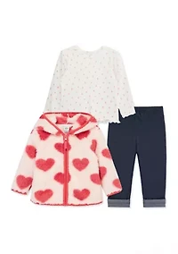 Baby Girls Heart 3 Piece Sherpa Set