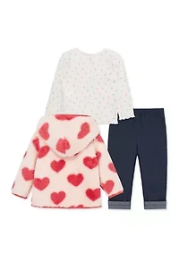 Baby Girls Heart 3 Piece Sherpa Set