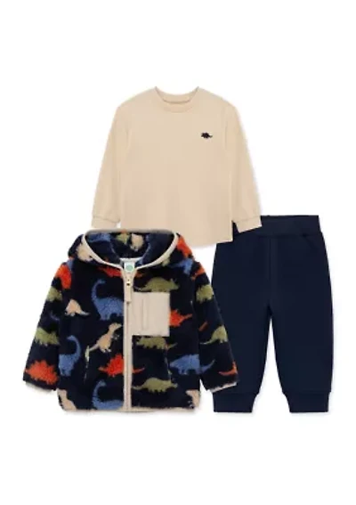 Baby Boys Dinosaur Three Piece Sherpa Set