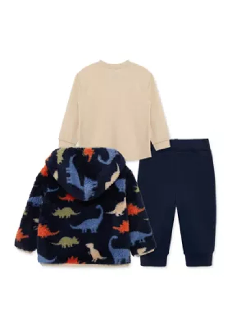 Baby Boys Dinosaur Three Piece Sherpa Set