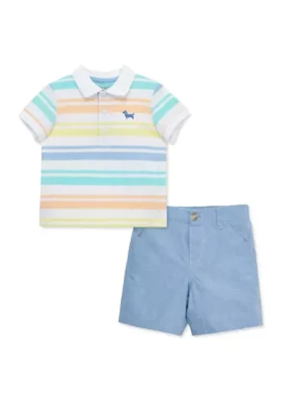 Baby Boys Stripe Polo Shorts Set