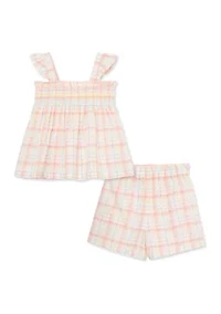 Baby Girls Plaid Woven Play Set