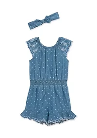 Baby Girls Chambray Woven Romper