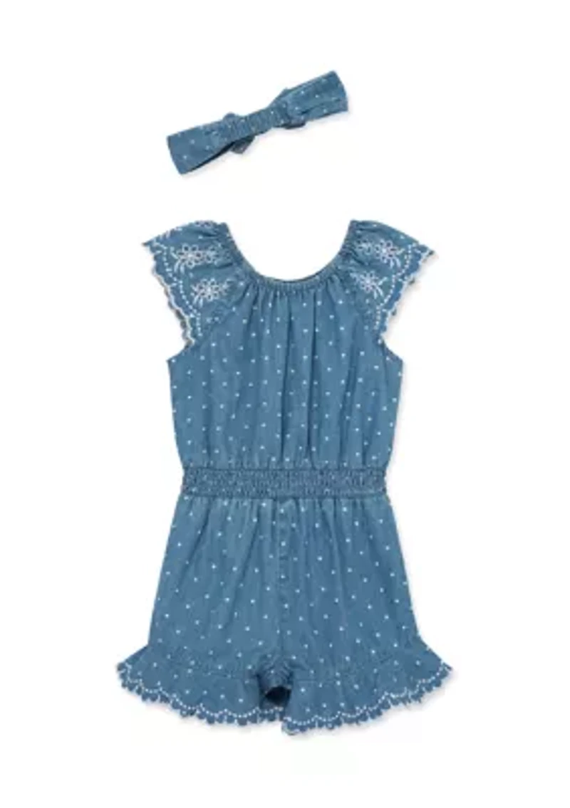 Baby Girls Chambray Woven Romper