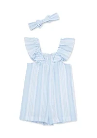 Baby Girls Stripe Woven Romper