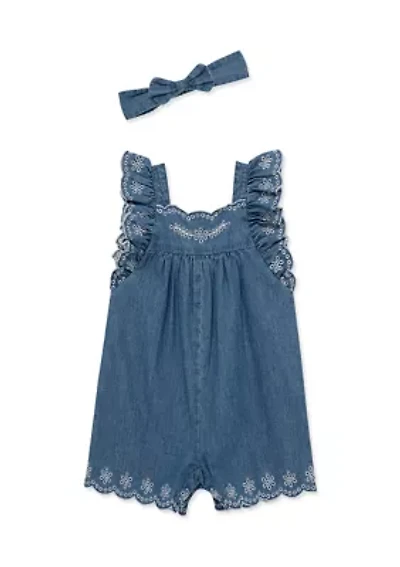 Baby Girls Romper Headband Set