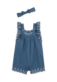 Baby Girls Romper Headband Set
