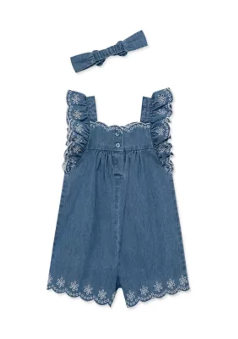 Baby Girls Romper Headband Set