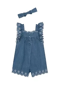 Baby Girls Romper Headband Set