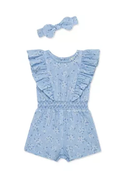 Baby Girls Romper Headband Set