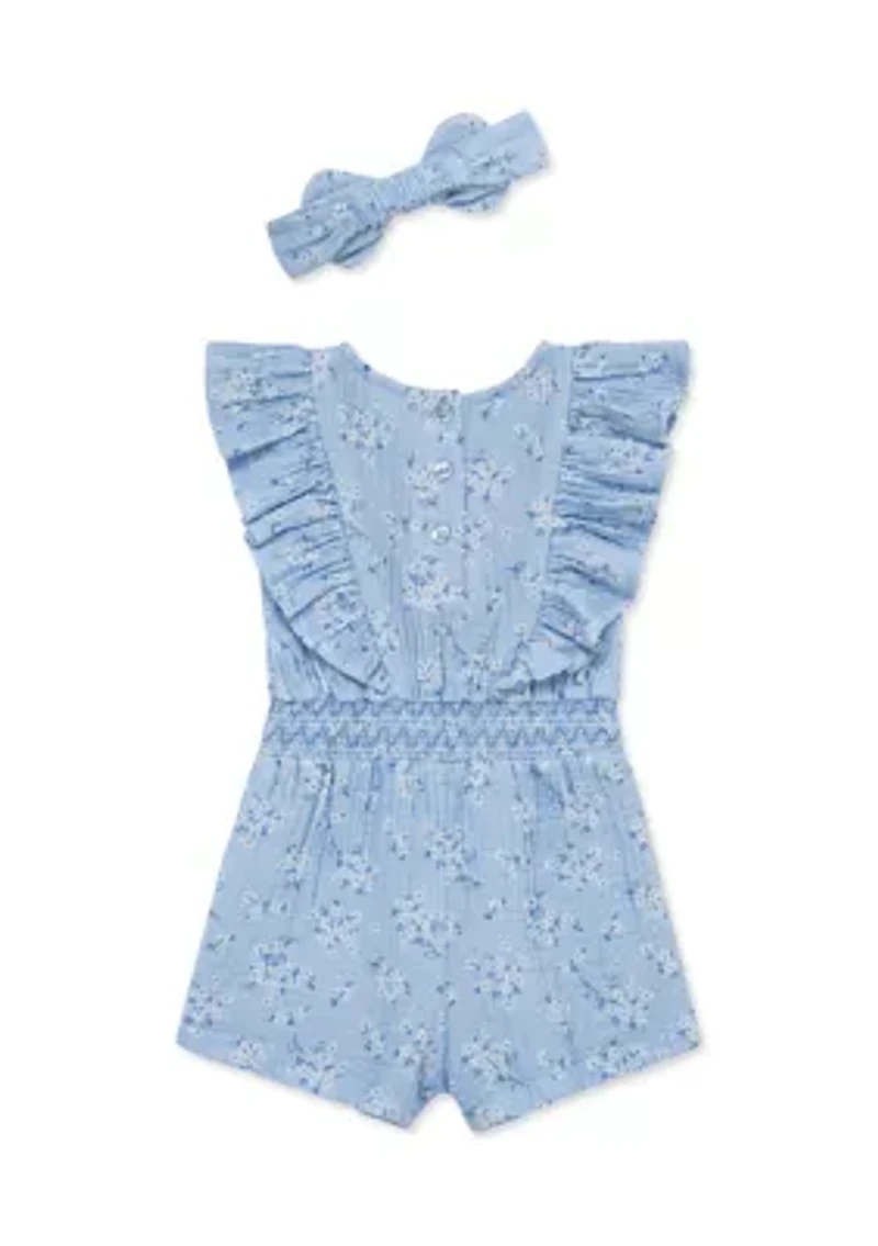 Baby Girls Romper Headband Set