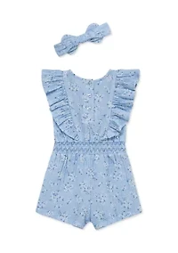 Baby Girls Romper Headband Set