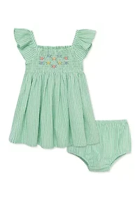 Baby Girls Embroidered Dress and Panty Set