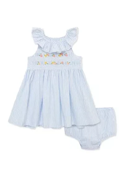 Baby Girls Smocked Woven Sundress and Matching Panty Set