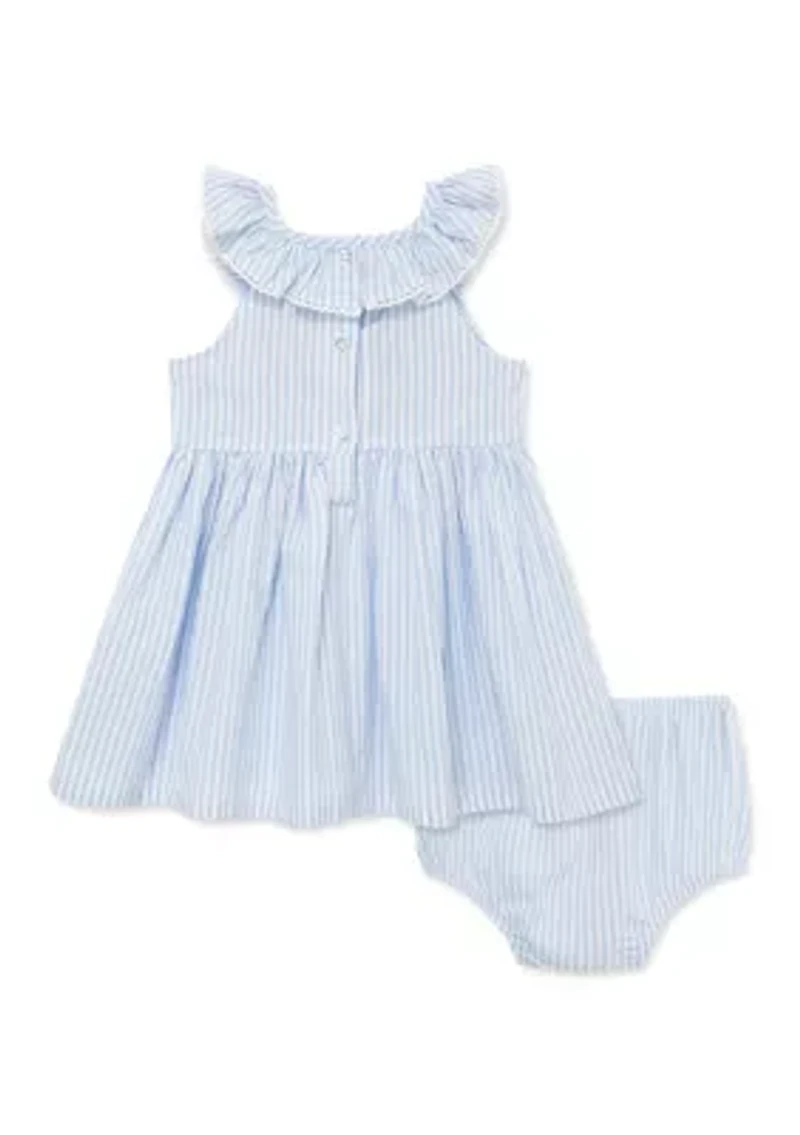 Baby Girls Smocked Woven Sundress and Matching Panty Set