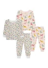 Baby Girls Leopard 4 Piece Bamboo Pajama Set