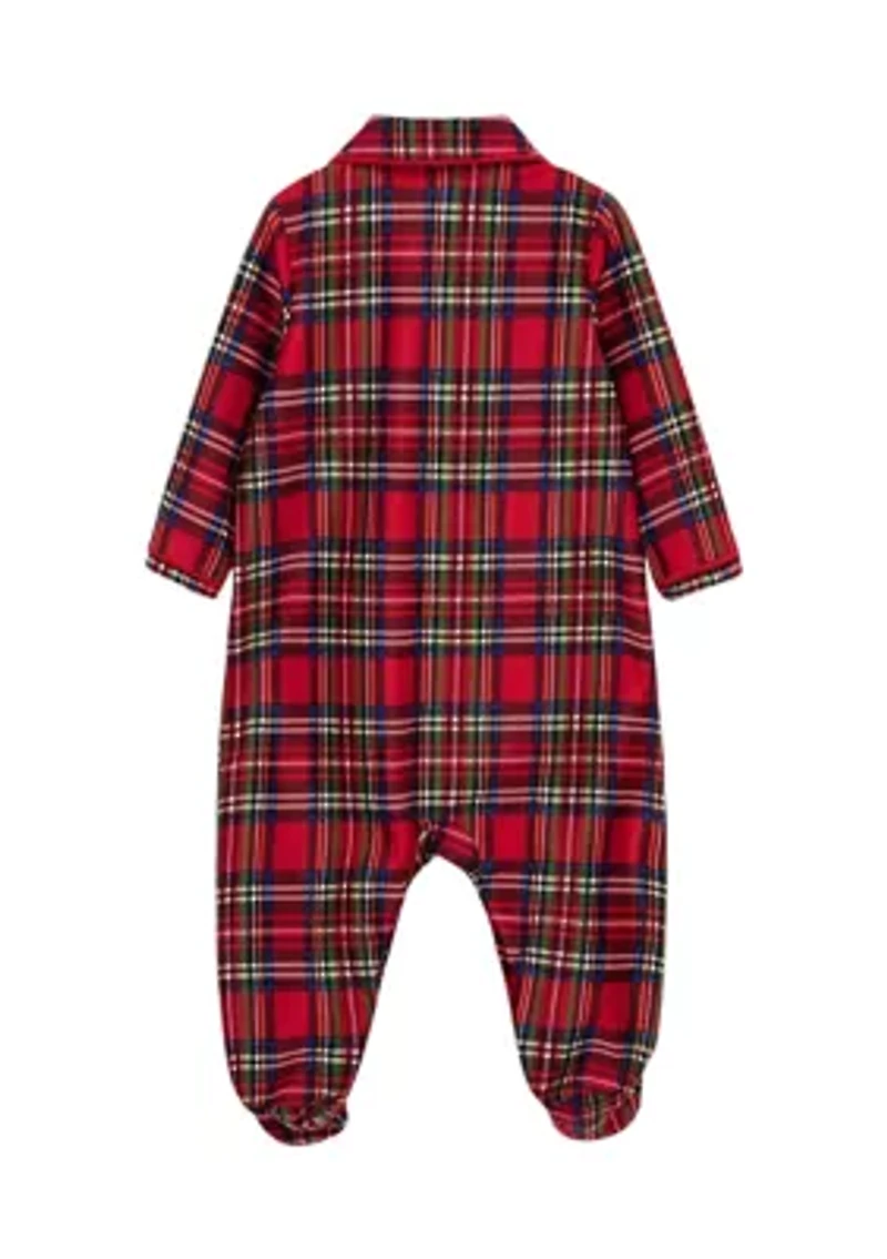 Boy Plaid Printed Footie Pajamas