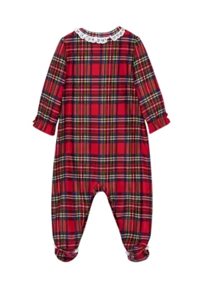 Baby Girls Plaid Printed Footie Pajamas