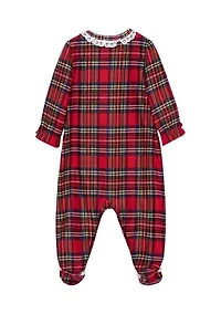 Baby Girls Plaid Printed Footie Pajamas