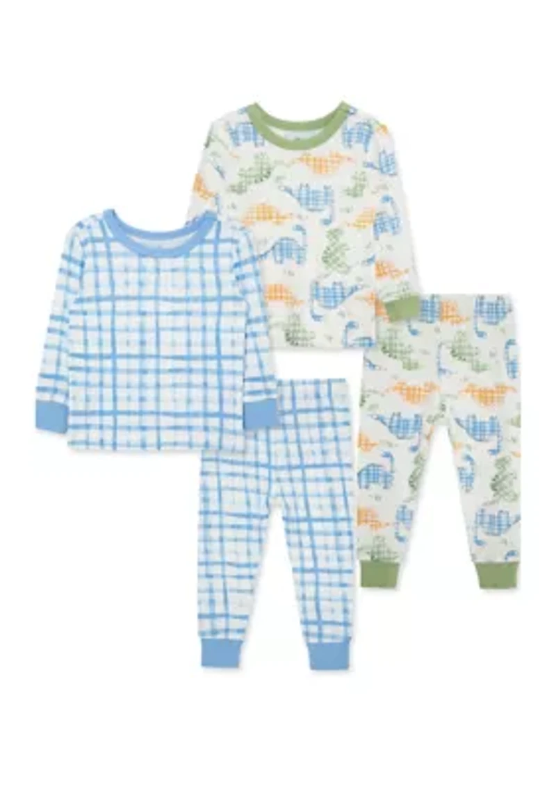 Baby Boys Dino 4 Piece Pajama Set
